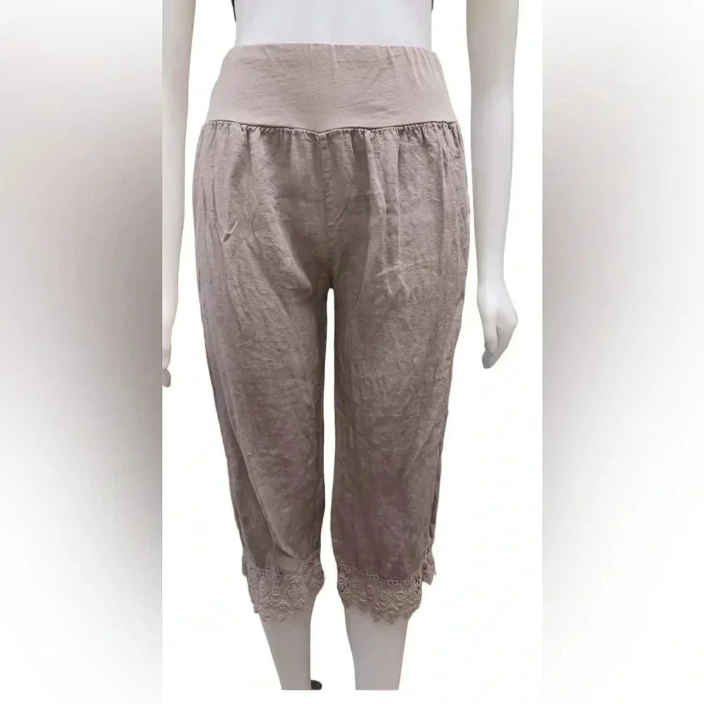 Viola Borghi Linen Wide Leg Capri Size Medium